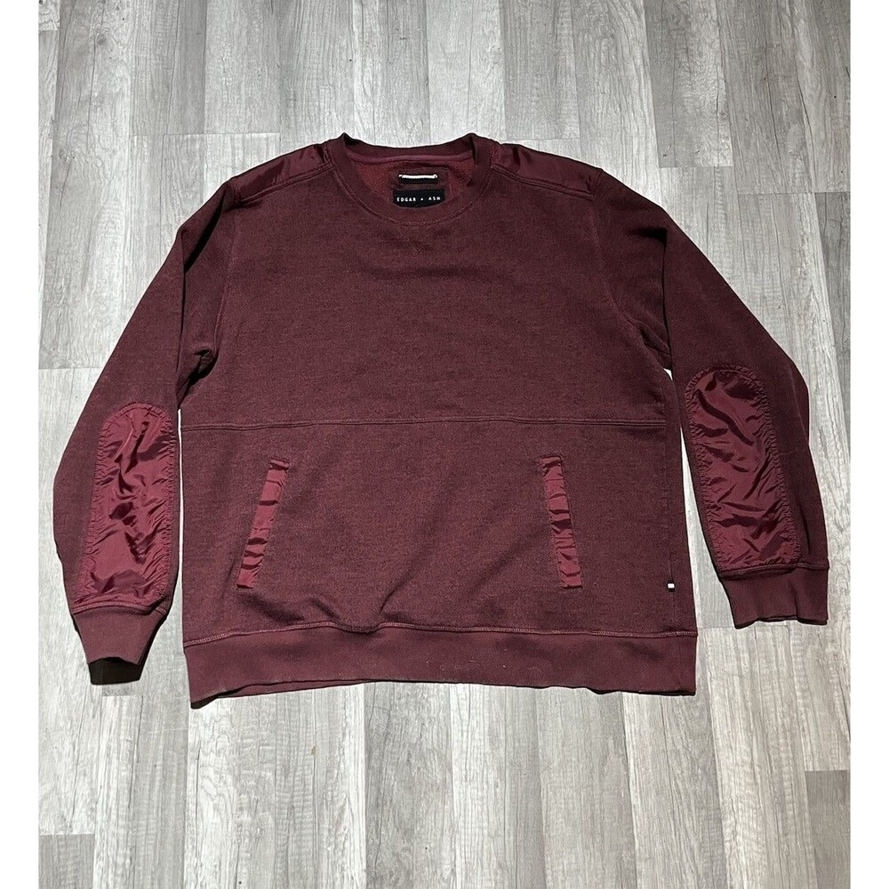 EDGAR + ASH maroon long sleeve front pocket crewneck sweatshirt Mens XXL